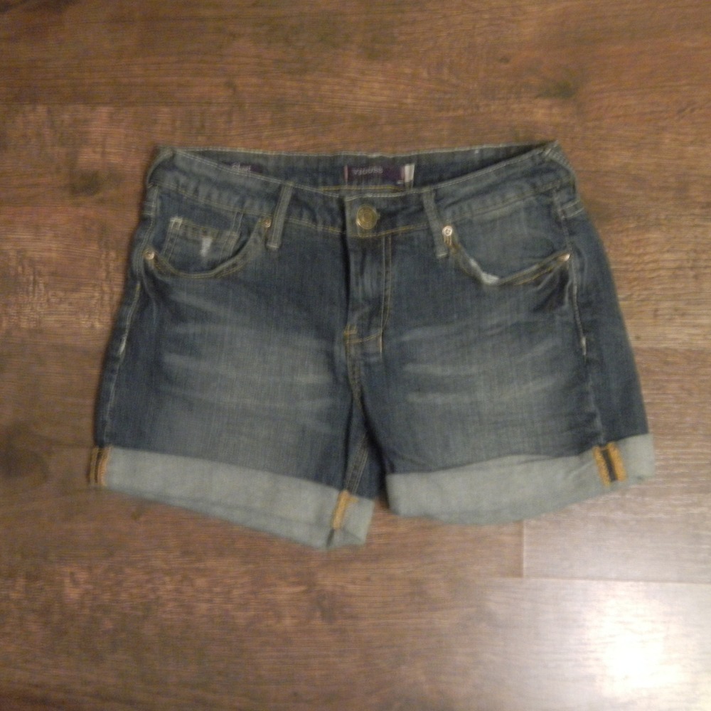 Vigoss Denim Shorts Cuffed Hem Distressed‎ Pockets American Flag Size 1